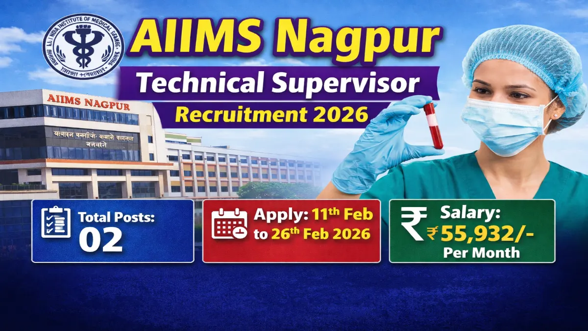 AIIMS Nagpur Technical Supervisor Recruitment 2026 For 02 Posts Apply Online AIIMS Nagpur Jobs
