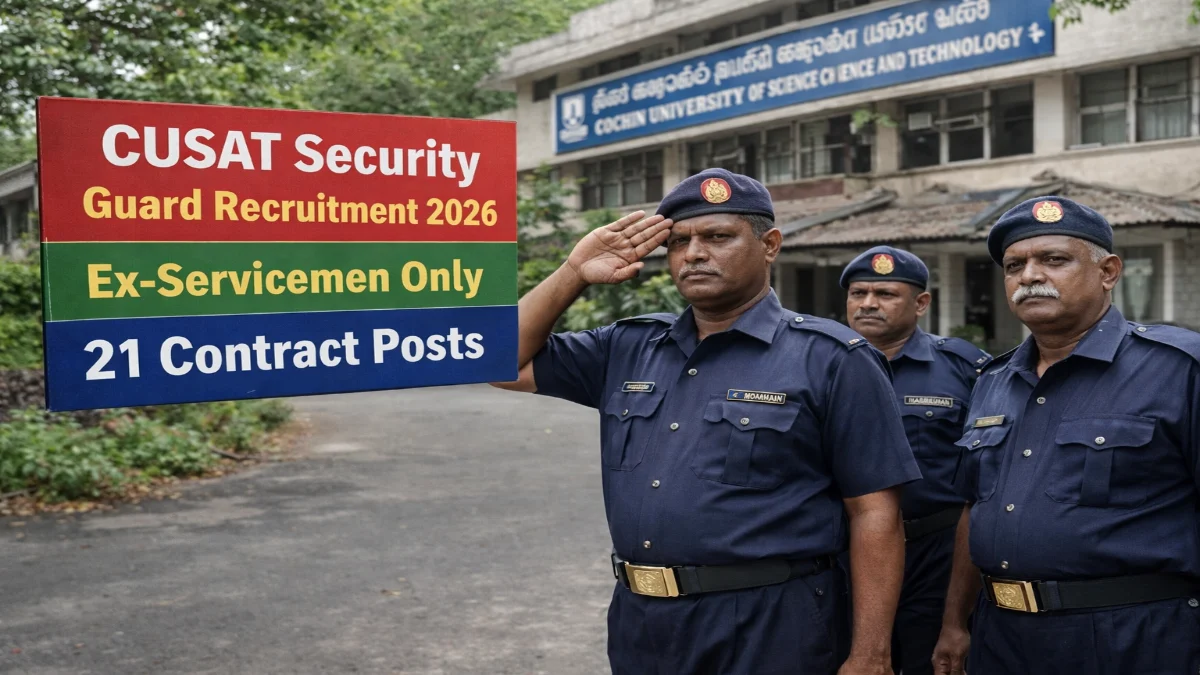 CUSAT Security Guard Recruitment 2026 Notification – Apply Online 21 Posts CUSAT Security Guard (Contract) Recruitment 2026