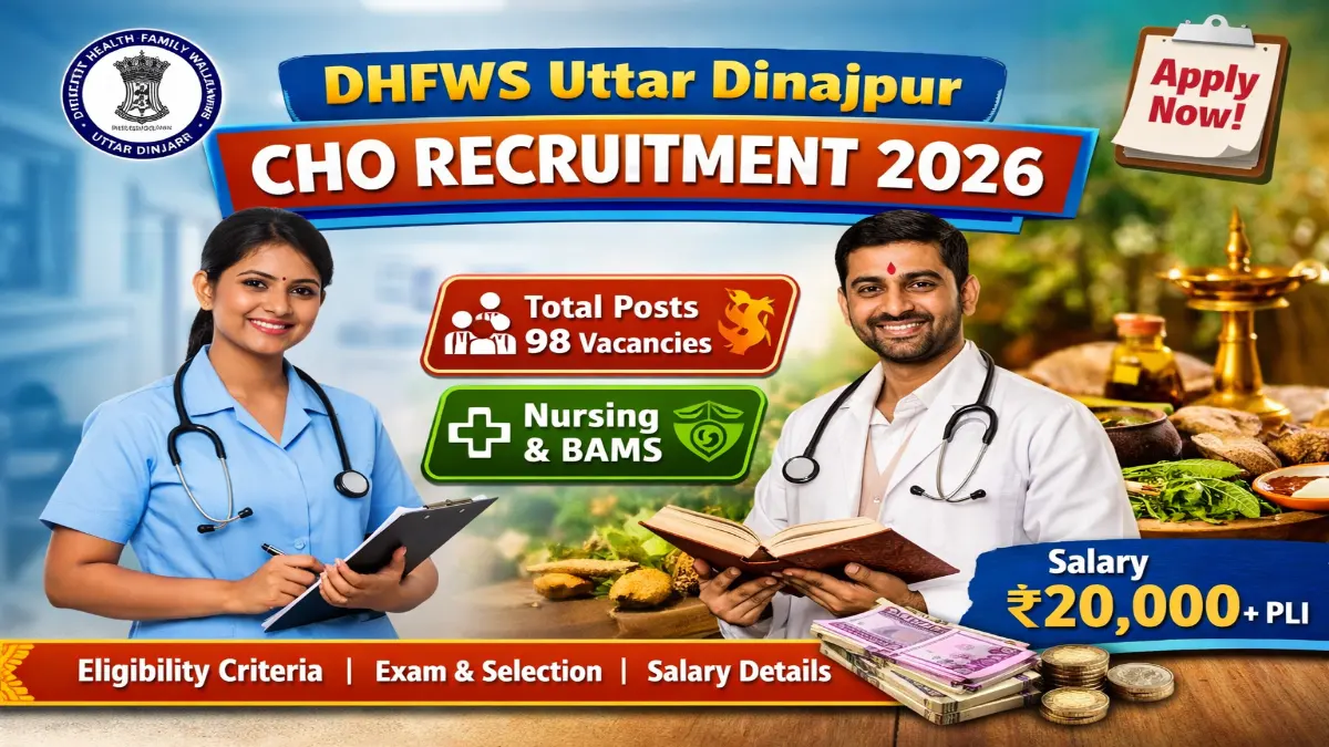 DHFWS Uttar Dinajpur Community Health Officers Recruitment 2026 – Online Form 98 Posts DHFWS Uttar Dinajpur Community Health Officers Posts