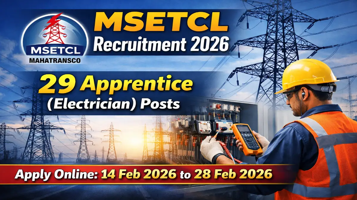 MSETCL Apprentice Electrician Recruitment 2026 Notice Out For Apply Online 29 Posts MSETCL Apprentice Electrician Recruitment 2026