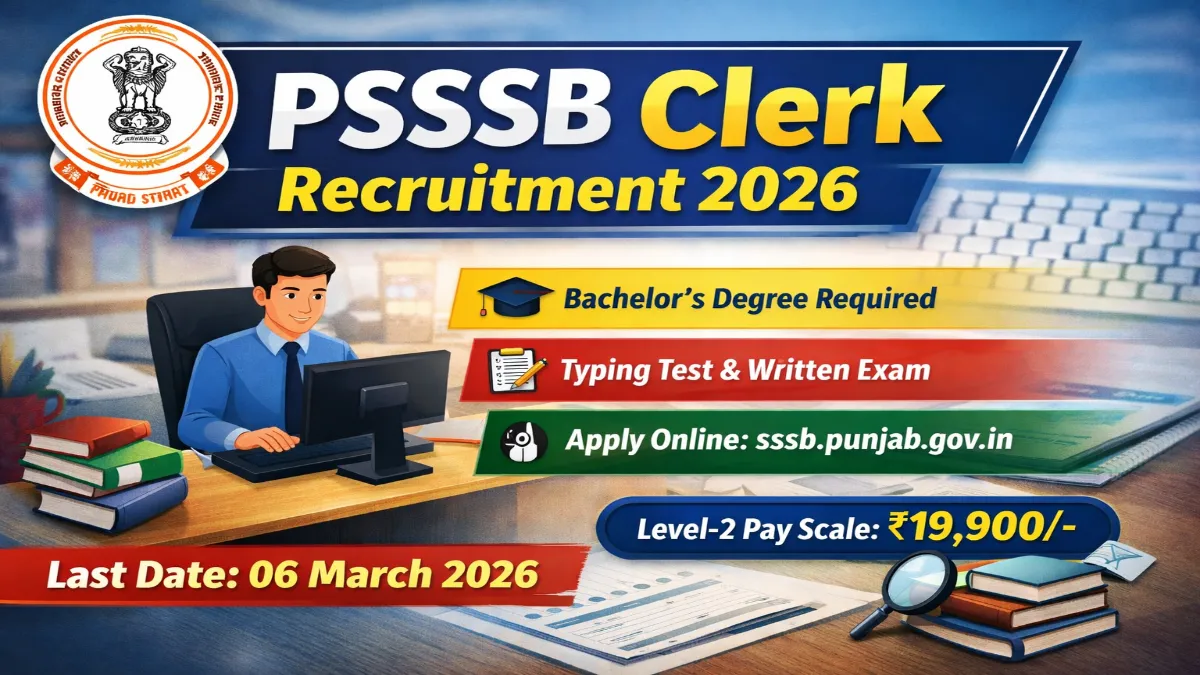 PSSSB Clerk Recruitment 2026 Start Apply Online PSSSB Clerk Jobs