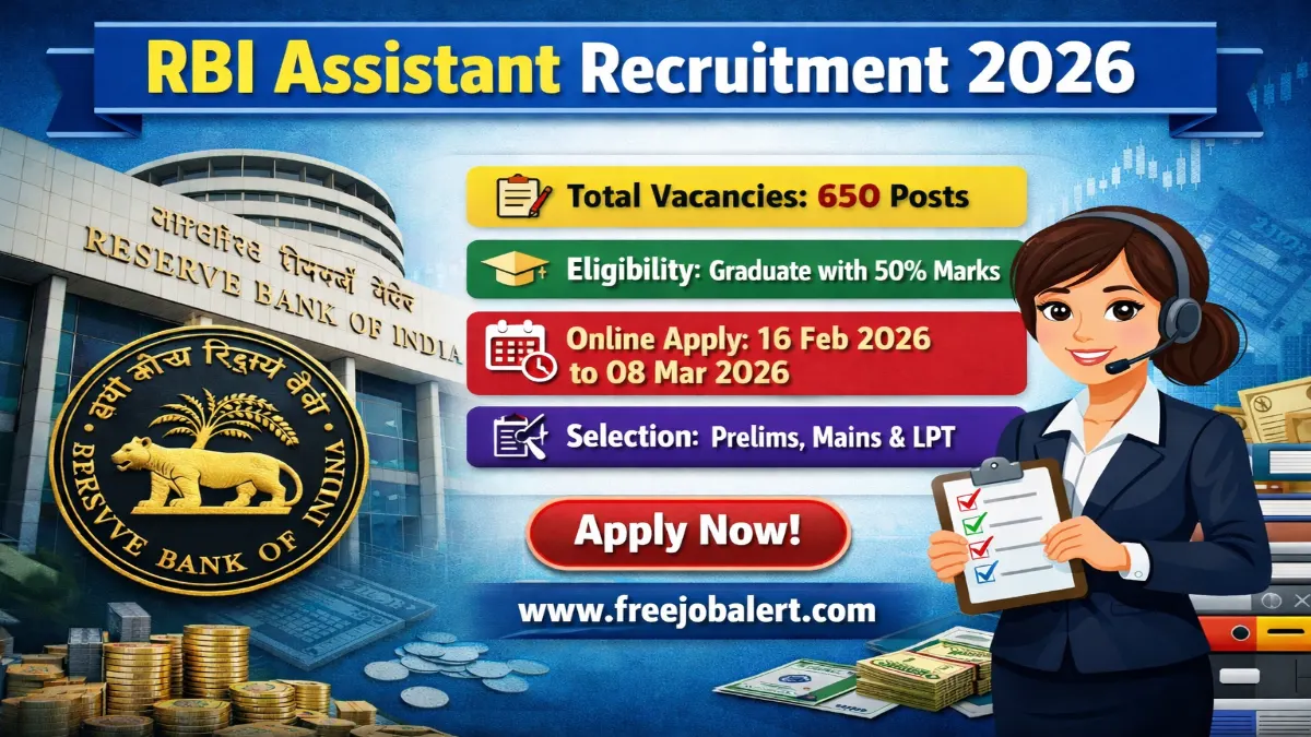 Reserve Bank of India RBI Assistant Recruitment 2026 – Apply Online 650 Posts RBI Assistant Recruitment 2026