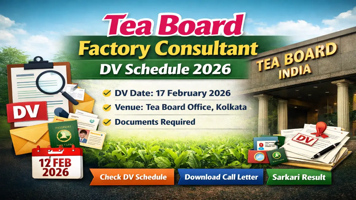 Tea Board Factory Consultant DV Schedule 2026 Check Details Tea Board DV Schedule 2026